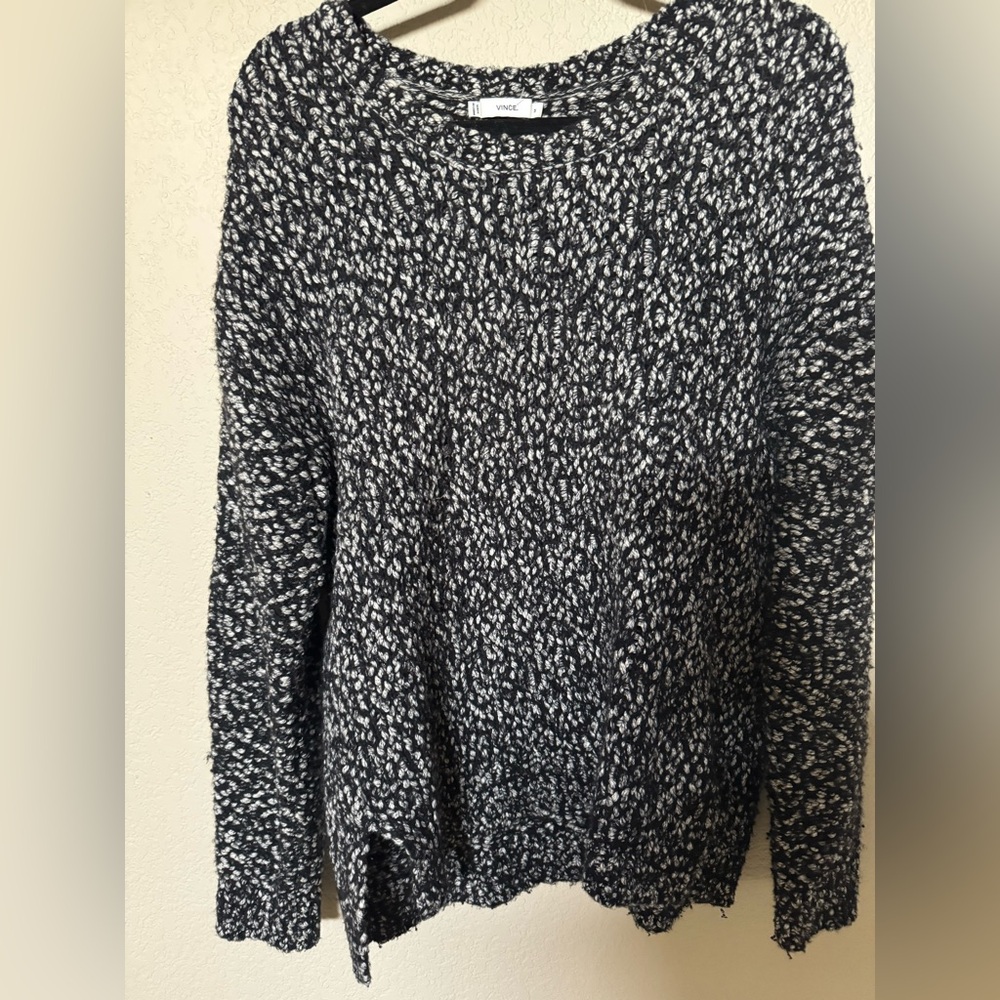 Vince Black and White Textured Sweater